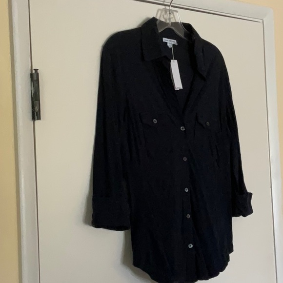 JAMES PERSE CASUAL WORK SHIRT, NAVY, SIZE 3 - Picture 3 of 6
